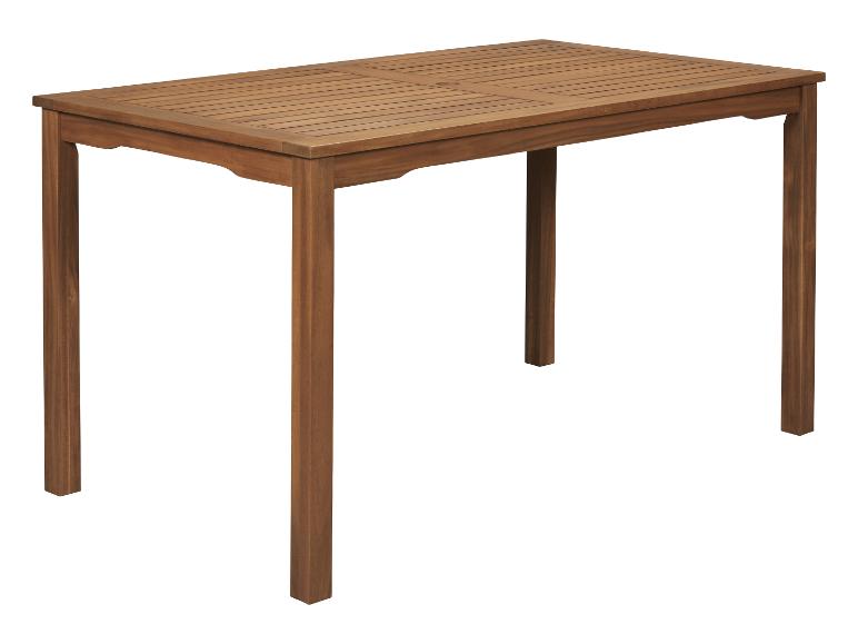 Une table en bois de forme droite et à surface lisse.